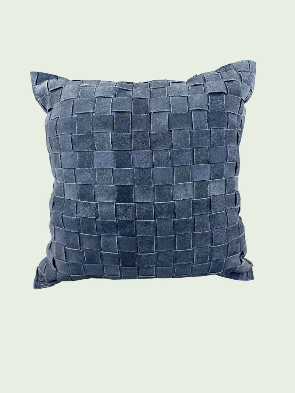 Elie Tahari Home Dark Blue Woven 100% Leather Decorative Throw Pillow